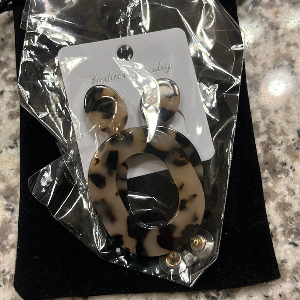 Cheetah print clay Earrings